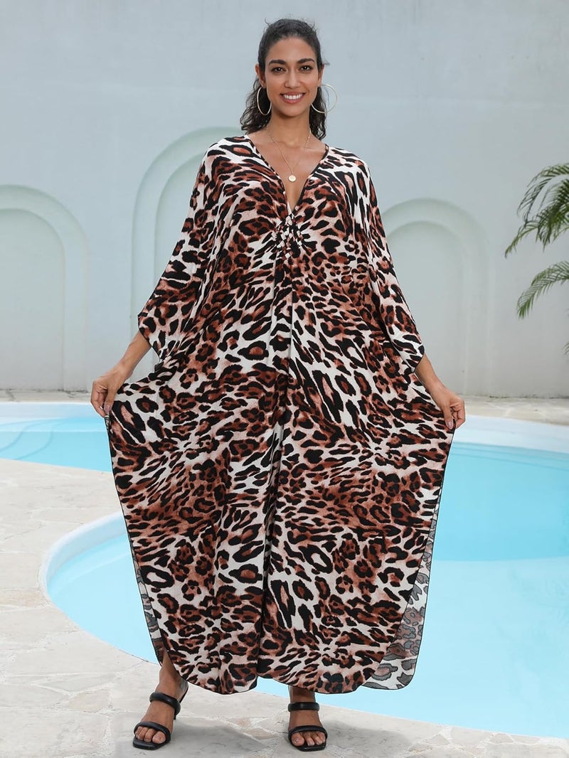 KEYLORTING Women's Plus Size Kaftan Dress – Plus Size Maxi Dress Moo Moos Beach Cover Up,Bathing Suit Cover-Up Loungewear - Image 4